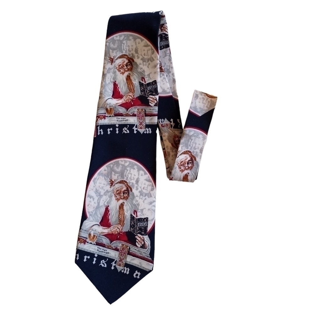 Vintage Tie Norman Rockwell Santa Claus Christmas Necktie Saint Nicholas